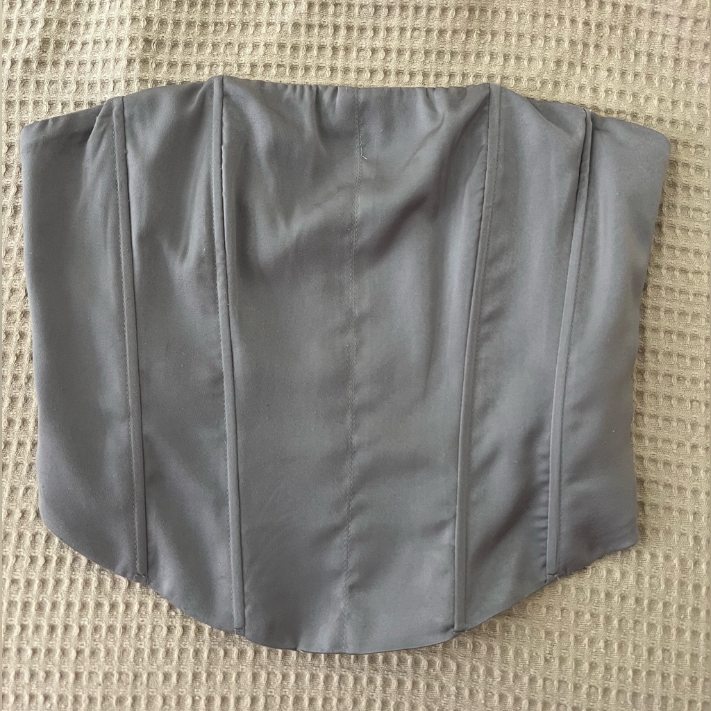 Nia Silver Corset Style Strapless Top
